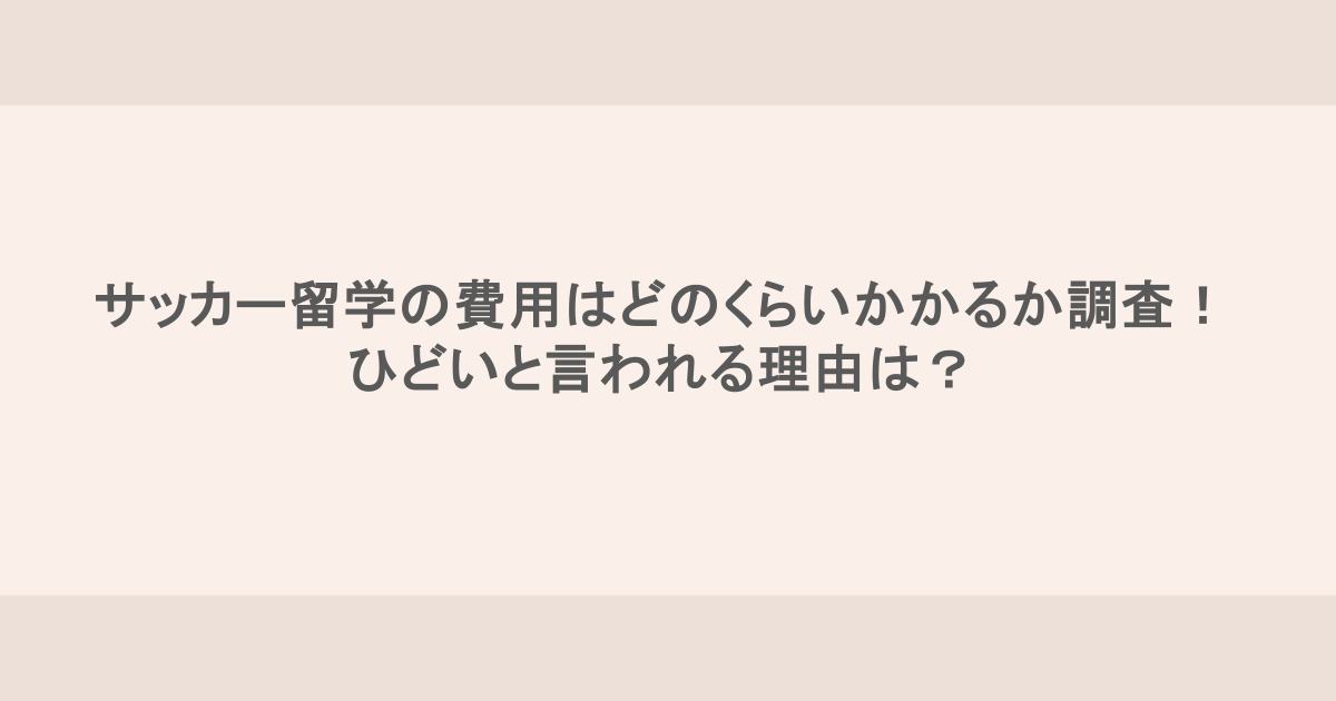 サッカー留学の費用はどのくらいかかるか調査！ひどいと言われる理由は？